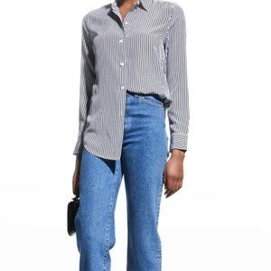 Theory stripped Silk Blouse Button-down Top, Petite XS